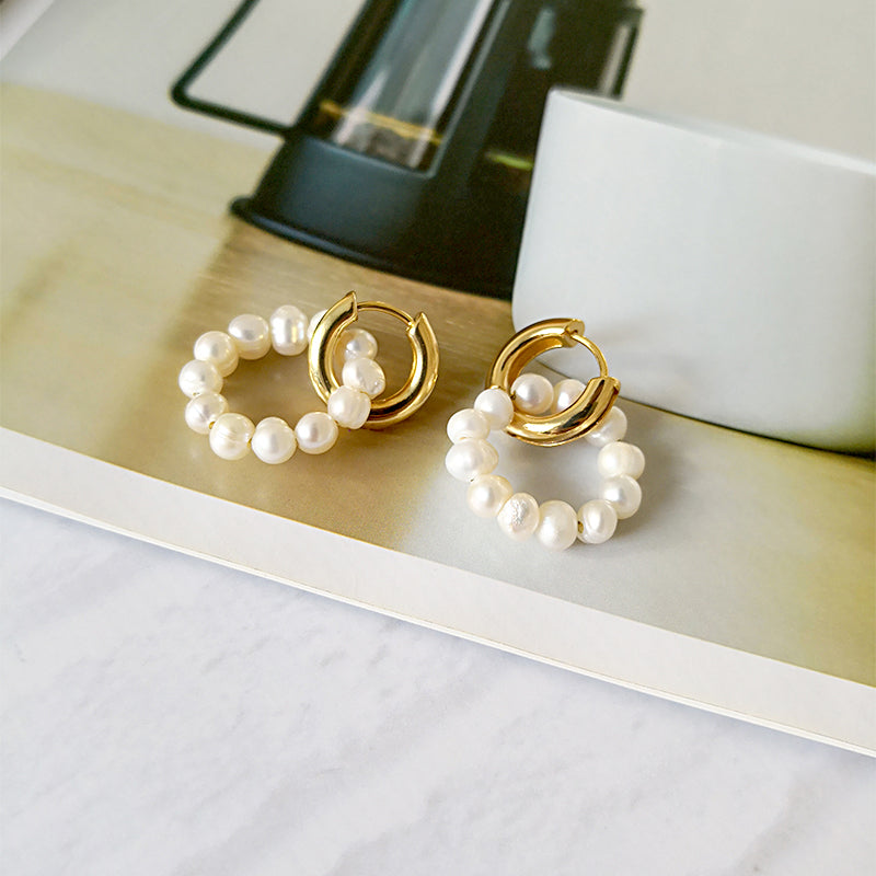 Minimalist Pearl Hoop Earrings "Effortless Everyday Look"