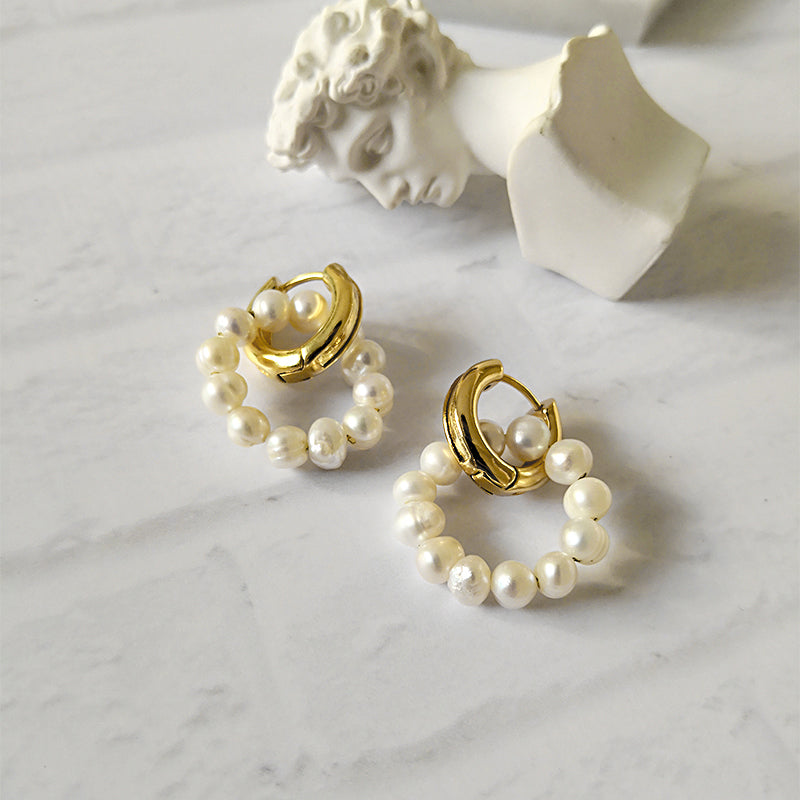 Minimalist Pearl Hoop Earrings "Effortless Everyday Look"