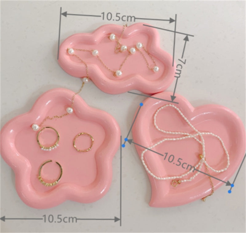 Ins Cute Heart-shaped Jewelry Dish Storage Tray