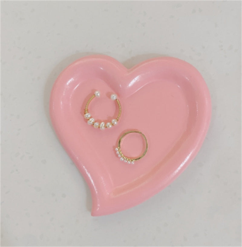 Ins Cute Heart-shaped Jewelry Dish Storage Tray