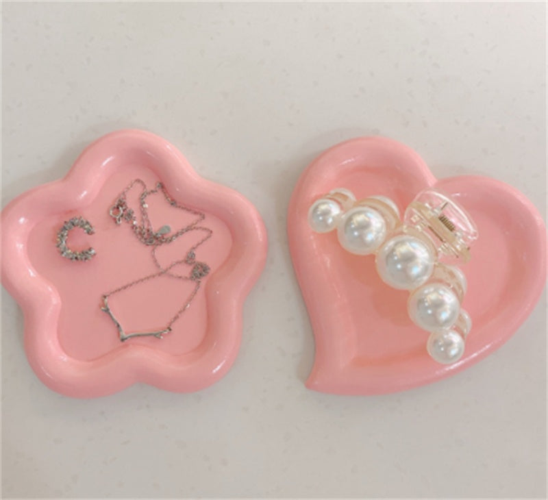 Ins Cute Heart-shaped Jewelry Dish Storage Tray