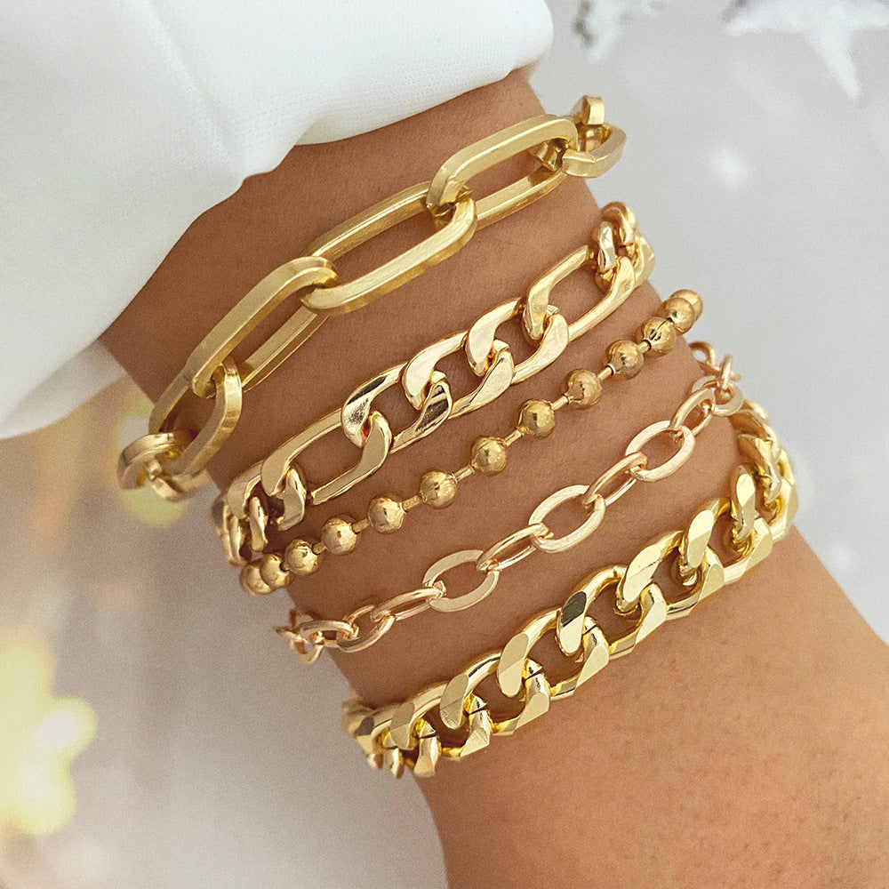 Chain Metal Pearl Chain Bracelet 4-piece Set
