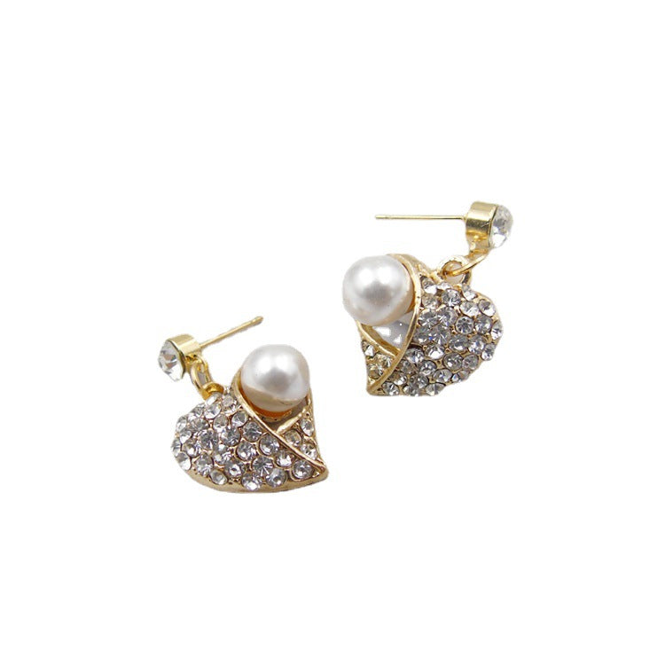 Pearl Heart Jewelry Set - Necklace & Earrings